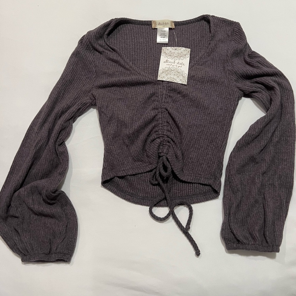 NWT Altar'd State Gray Ruched Ribbed Jersey